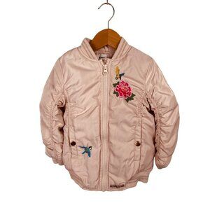 Hudson Girls Pink Embroidered Puffer Jacket Size 5